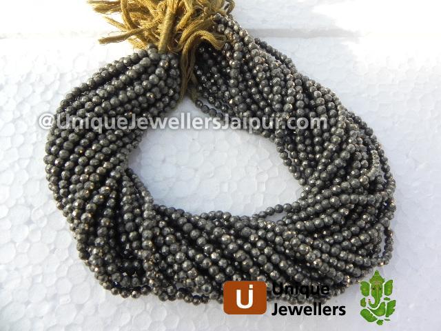 Pyrite Faceted Round Beads